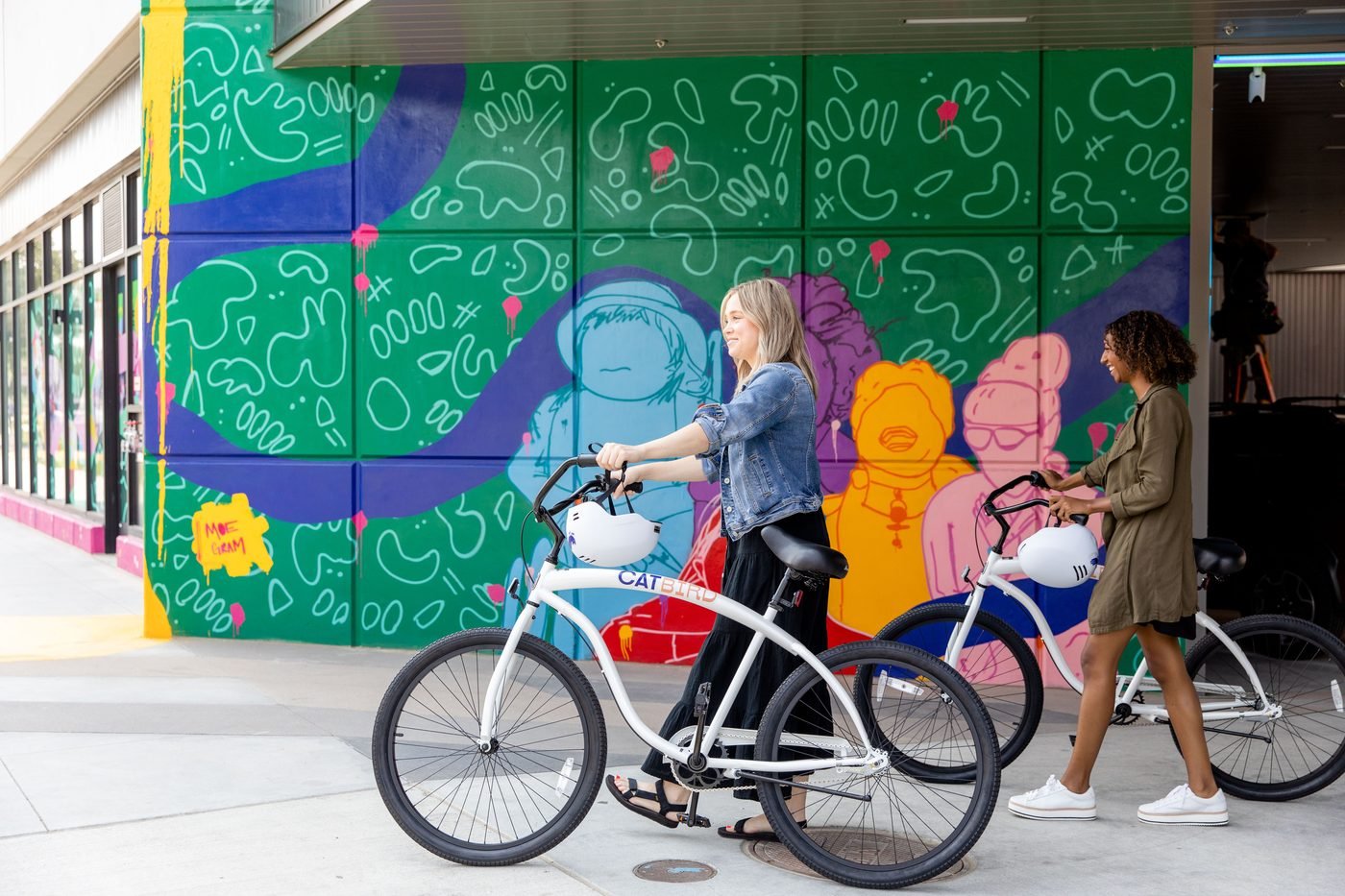 Colorful mural with bikes in RiNo